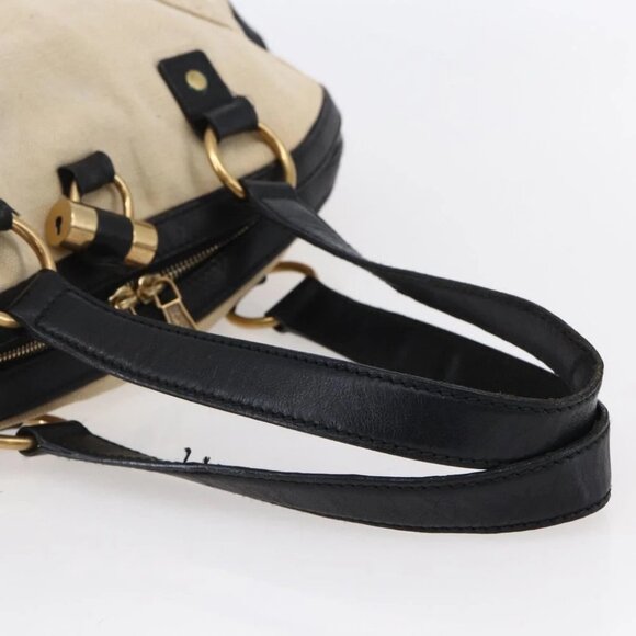 SAINT LAURENT Muse Tote Bag Canvas Leather Beige Gold - Picture 6 of 16